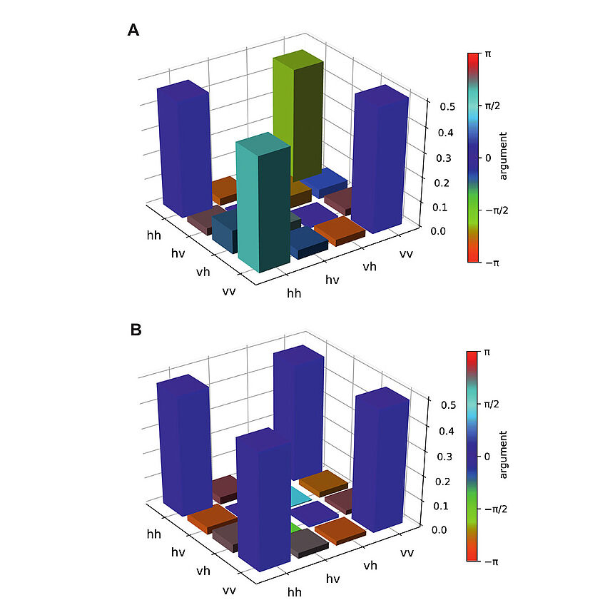 Full-state tomography of the entangled photon pair.